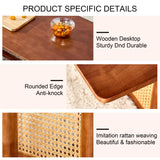 Coffee Table Solid Wood With Rattan Panel Sides Walnut - Furniture Home Direct