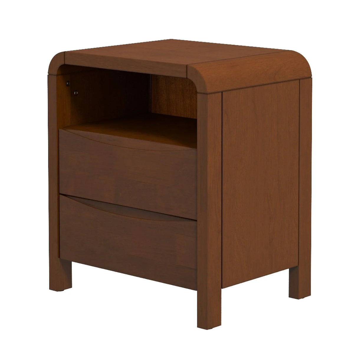 Lionel - Mid-Century Modern Nightstand 2 Drawer - Brown - Furniture Home Direct