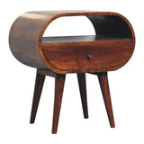 Large Chestnut Circular Bedside - Furniture Home Direct
