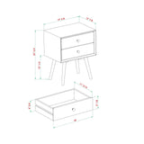 Mid Century Modern Double Drawer Nightstand - Caramel - Furniture Home Direct