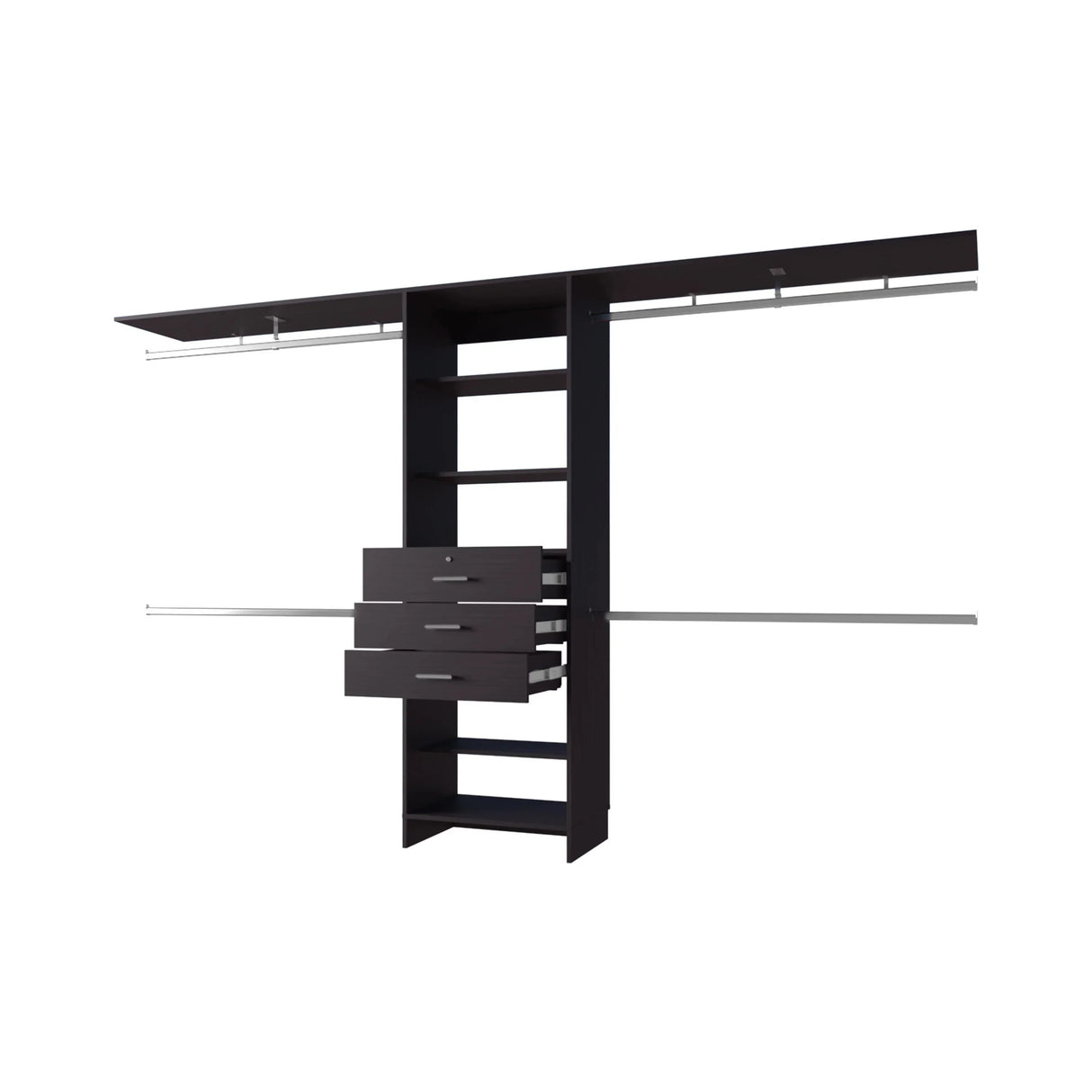 Closet System Modular with Hanging Rods Drawers Dark Brown - Furniture Home Direct