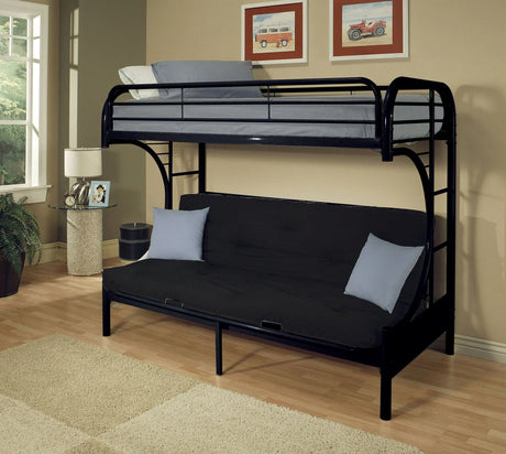 Eclipse - Twin Long Queen Futon Bunk Bed - Black - Furniture Home Direct