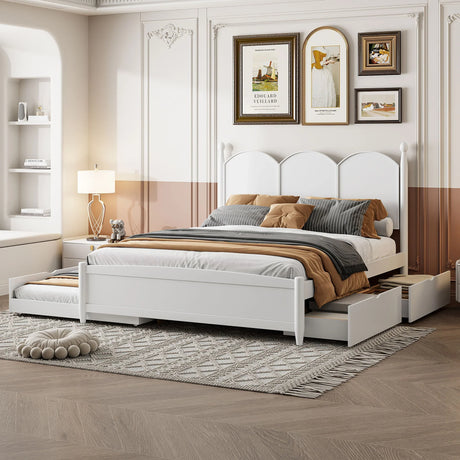 Platform Bed With With 2 Big Drawers And Trundle - Furniture Home Direct