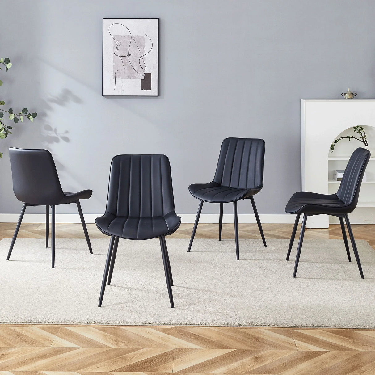 Modern Style Extended Seat Cushion Dining Chair Set - Furniture Home Direct