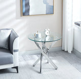 Modern Round Tempered Glass Table With Chrome Legs - Furniture Home Direct
