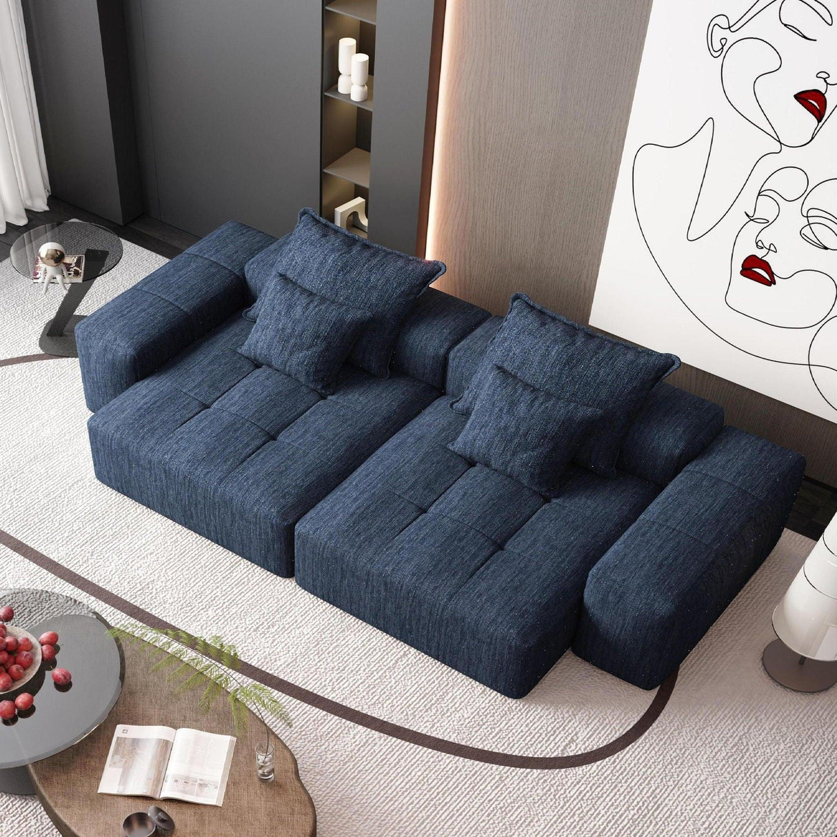 Modern Oversized Diy Combination Modular Sectional Sofa With Pillows - Furniture Home Direct