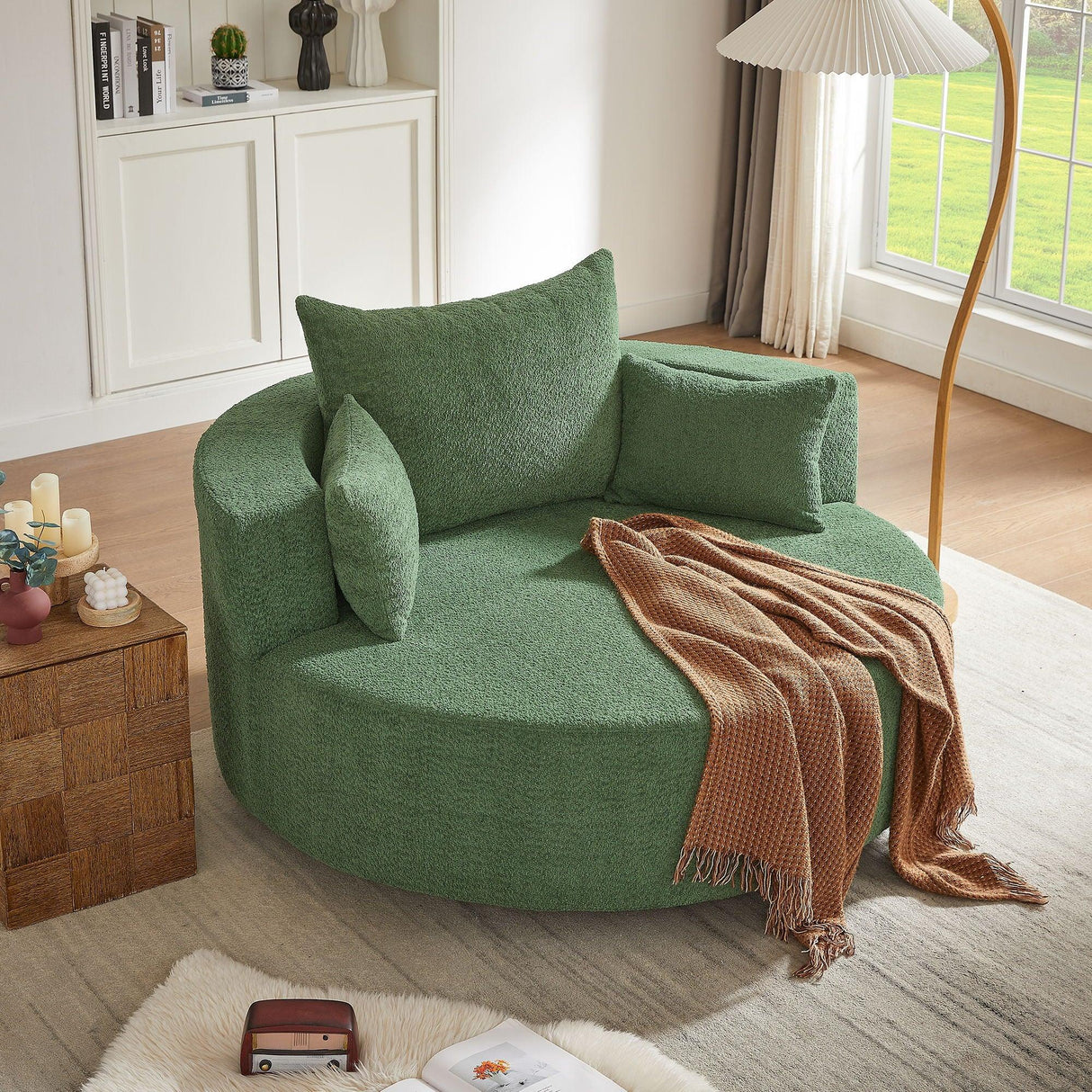 360° Swivel Accent Barrel Chair With 3 Removable Pillows For Living Room - Furniture Home Direct