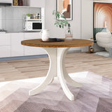 Dining Set Round Table With Upholstered Chairs Walnut Beige - Furniture Home Direct