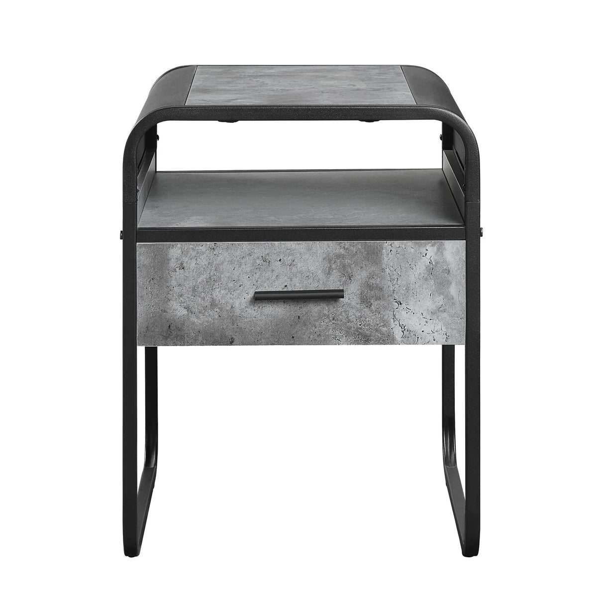Raziela - End Table With Drawer - Concrete Gray / Black - Furniture Home Direct