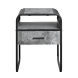 Raziela - End Table With Drawer - Concrete Gray / Black - Furniture Home Direct