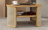 Round Coffee Table With Storage Caned Sides Natural - Furniture Home Direct