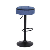 Counter Stool Set Round Upholstered Bar Stools Kitchen Blue - Furniture Home Direct