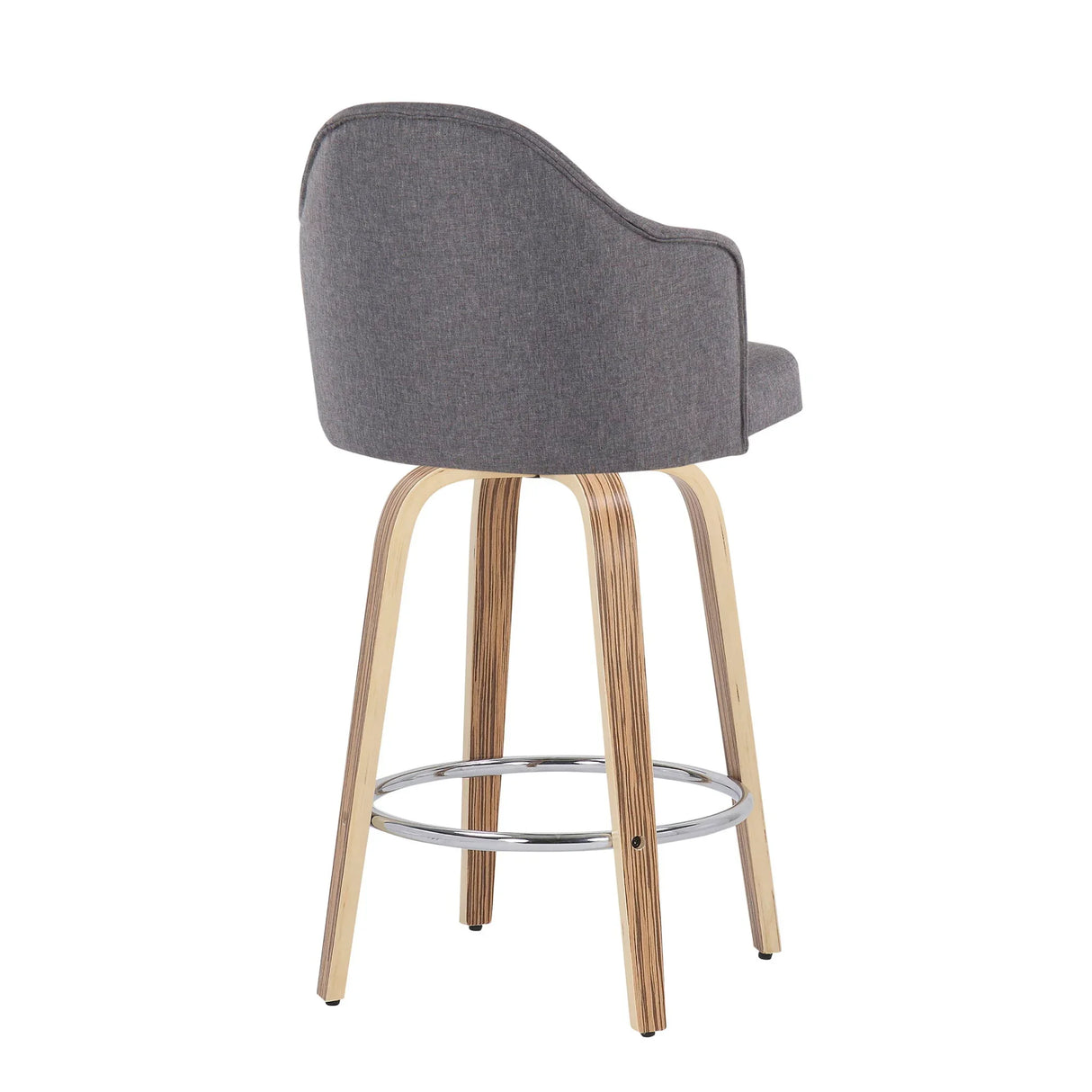 Ahoy - Mid-Century Modern Fixed Height Counter Stool With Zebra Legs / Round Chrome Footrest (Set of 2) - Gray - Furniture Home Direct