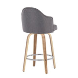 Ahoy - Mid-Century Modern Fixed Height Counter Stool With Zebra Legs / Round Chrome Footrest (Set of 2) - Gray - Furniture Home Direct