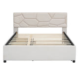 Upholstered Platform Bed With Brick Pattern Headboard And Twin Long Size Trundle - Furniture Home Direct