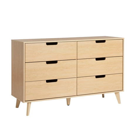 Mid-Century Hans 6 Drawer Dresser With Cut-Out Handles - Furniture Home Direct