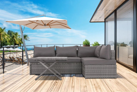 Outdoor Sectional With Cushions - Gray - Furniture Home Direct