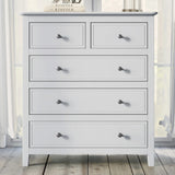 White Solid Wood 5 Piece Queen Bedroom Set(bed, 2 nightstands,chest,dresser) - Furniture Home Direct