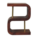 S Curve Brass Bedside Table - Dark Brown - Furniture Home Direct