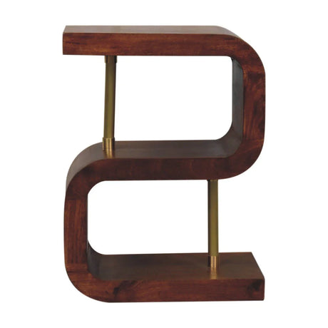 S Curve Brass Bedside Table - Dark Brown - Furniture Home Direct