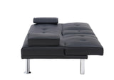 Black Leather Multifunctional Double Folding Sofa Bed for Office with Coffee Table - Furniture Home Direct