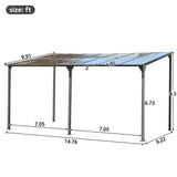 Outdoor Wall Mounted Gazebo With Sloped Roof Design, Uv Protection, And Durable Iron Frame - Gray - Furniture Home Direct