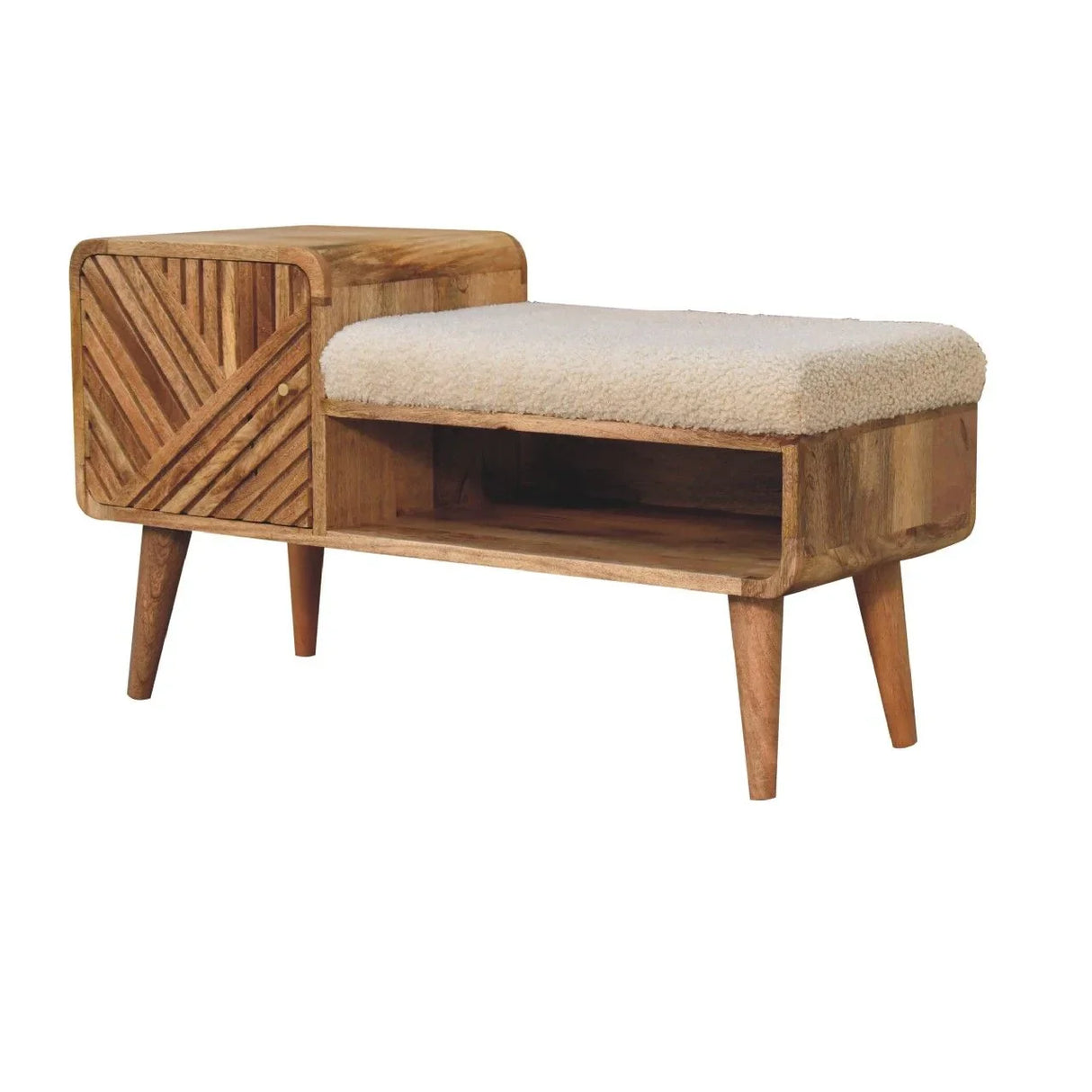 Boucle Carved Telephone Table - Oak - Furniture Home Direct