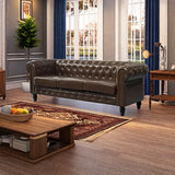 PU Upholstered Tufted Sofa - Brown - Furniture Home Direct