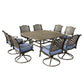 Square 8 Person 63.98" Long Dining Set With Dupione Brown Cushions - Furniture Home Direct