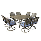 Square 8 Person 63.98" Long Dining Set With Dupione Brown Cushions - Furniture Home Direct