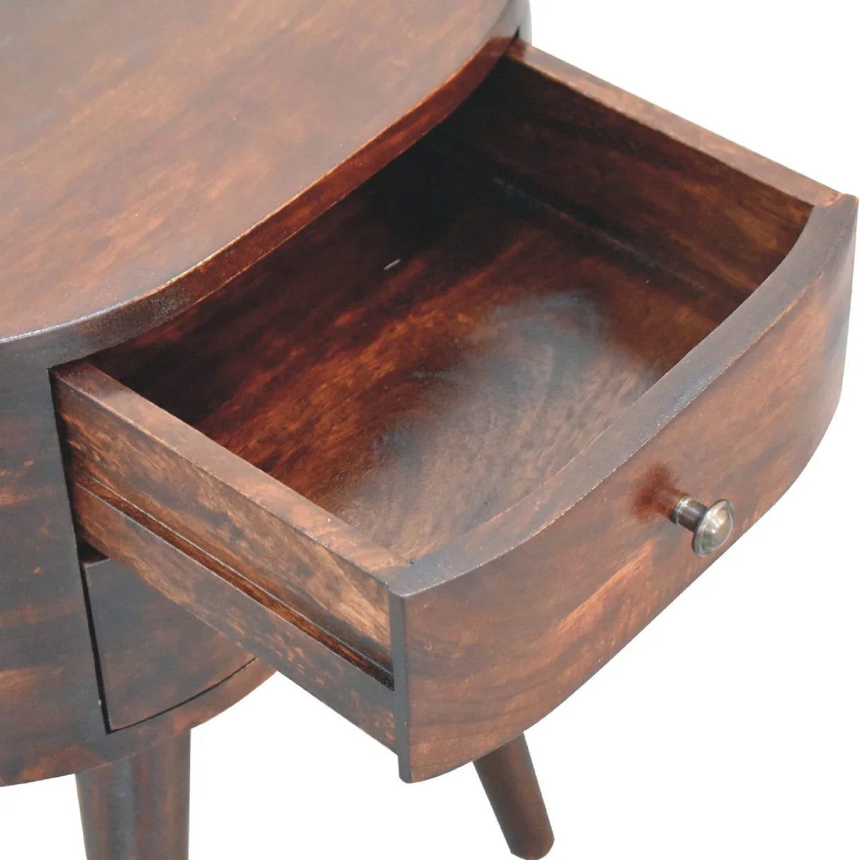 Rounded Wooden Bedside Table - Walnut - Furniture Home Direct