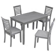 5 Pieces Modern Dining Set, Rectangular Wooden Dining Table With 4 Upholstered Chairs - Furniture Home Direct