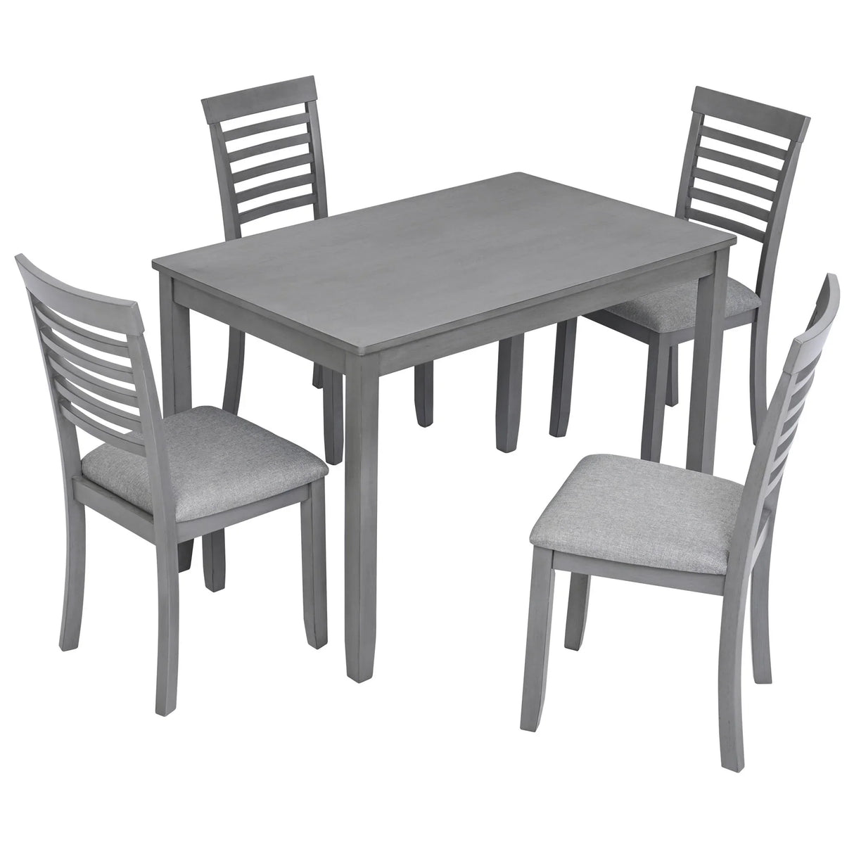 5 Pieces Modern Dining Set, Rectangular Wooden Dining Table With 4 Upholstered Chairs - Furniture Home Direct