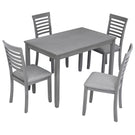 5 Pieces Modern Dining Set, Rectangular Wooden Dining Table With 4 Upholstered Chairs - Furniture Home Direct