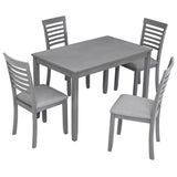 5 Pieces Modern Dining Set, Rectangular Wooden Dining Table With 4 Upholstered Chairs - Furniture Home Direct