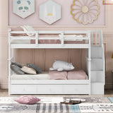 Stairway Bunk Bed With Storage And Guard Rail For Bedroom - Furniture Home Direct