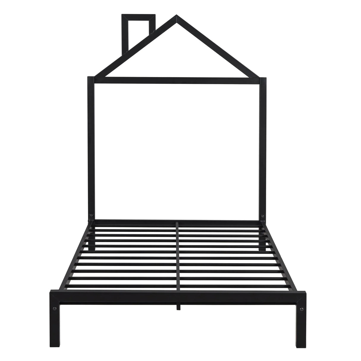 Metal Platform Bed With House-Shaped Headboard Design - Furniture Home Direct