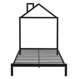 Metal Platform Bed With House-Shaped Headboard Design - Furniture Home Direct