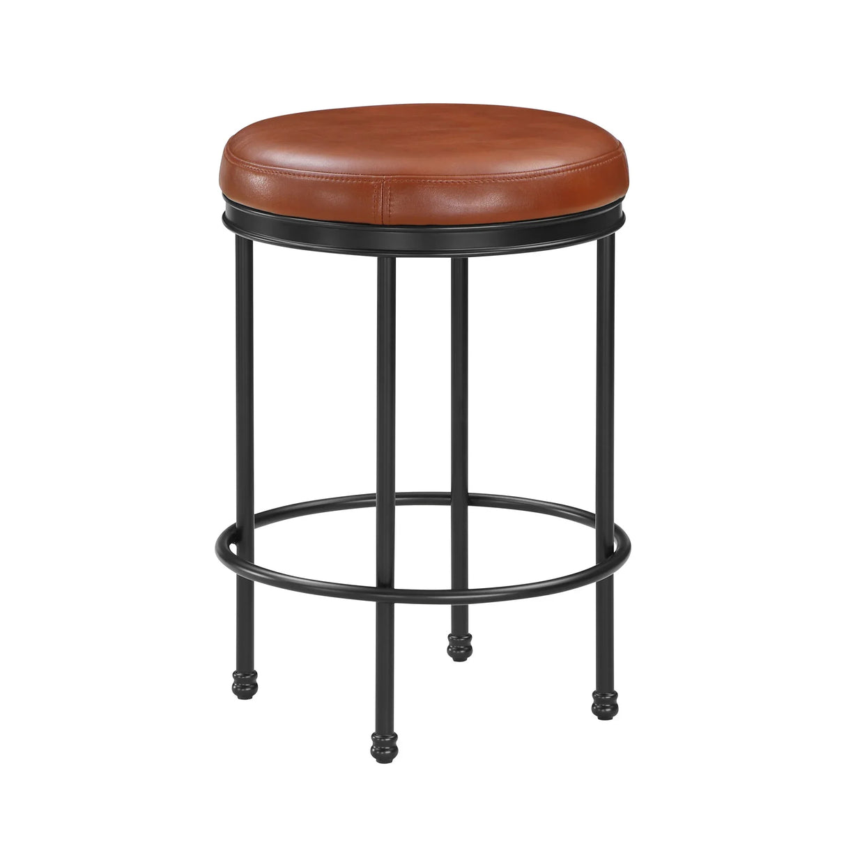 Michael - Backless Counter Height Stool With Padded Seat And Powder Coated Frame - Caramel - Furniture Home Direct