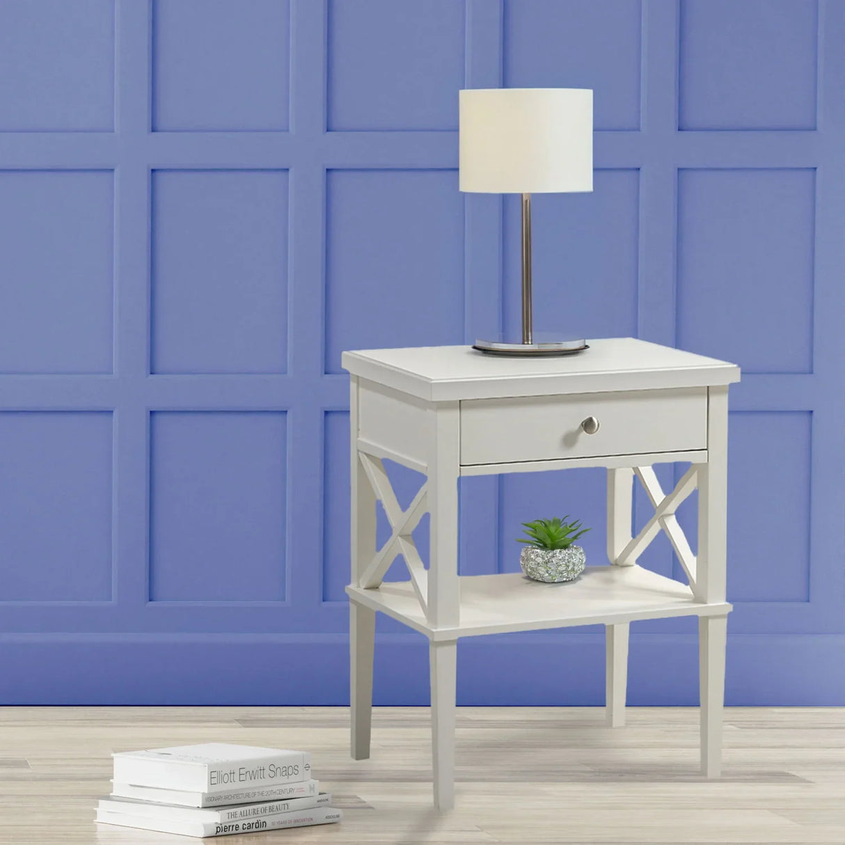 Madison - Nightstand With Open Shelf And Drawer And Decorative Side Panels - Furniture Home Direct