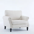 Rolled Arm Sofa With Nailhead Trim, 1 Seater Upholstered Couch With Wooden Legs - Furniture Home Direct