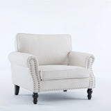 Rolled Arm Sofa With Nailhead Trim, 1 Seater Upholstered Couch With Wooden Legs - Furniture Home Direct