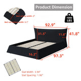 Upholstered Platform Bed With Special Shaped Velvet Headboard - Furniture Home Direct