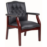 Leather Reception Guest Chairs With Padded Seat And Arms Ergonomic Mid-Back Office Executive Side Chair For Meeting Waiting Room Conference Office Guest Chairs - Black - Furniture Home Direct