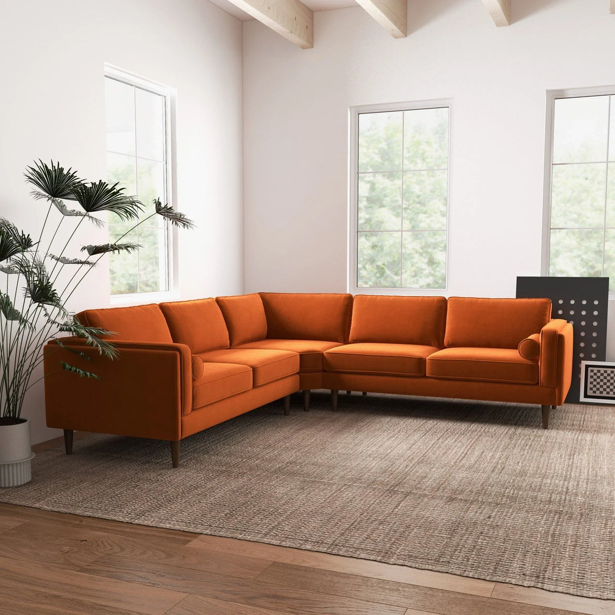 Amber - Velvet Corner Sectional Sofa - Furniture Home Direct