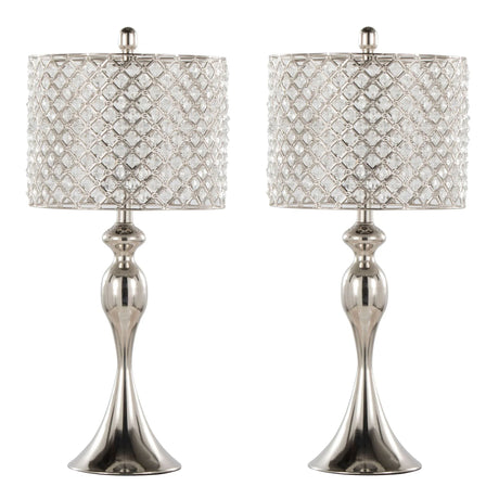 Ashland - Contemporary Table Lamp Square Clear Crystal (Set of 2) - Polished Nickel - Furniture Home Direct
