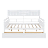 Daybed, Wood Slat Support, With Bedside Shelves And Two Drawers - Furniture Home Direct