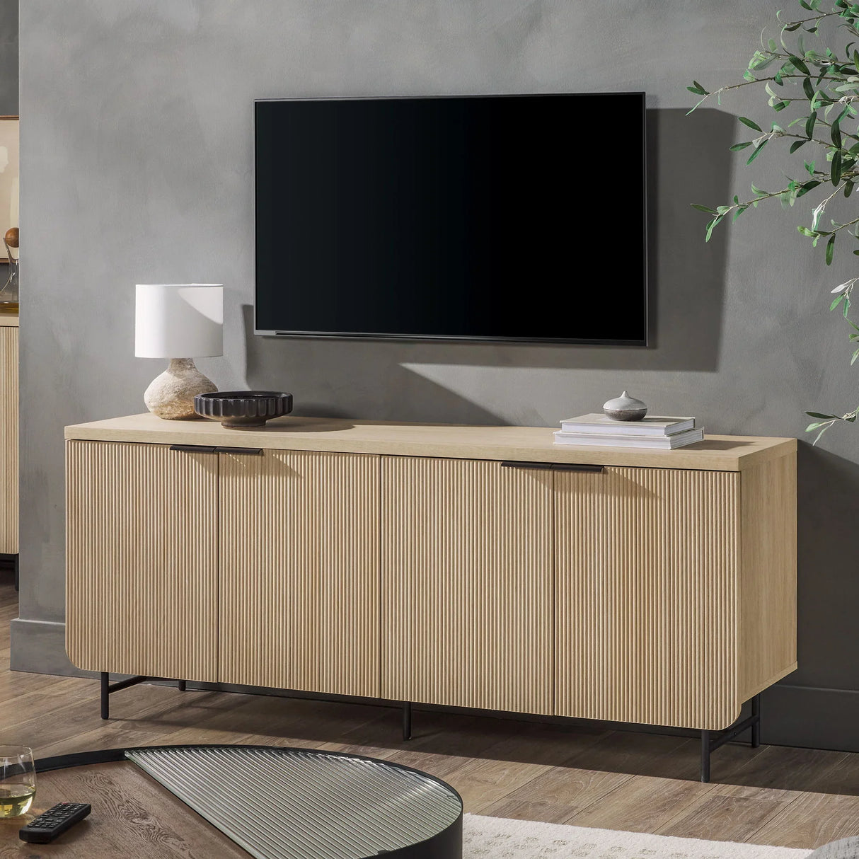 Modern Fluted Door Minimalist Storage Sideboard - Furniture Home Direct