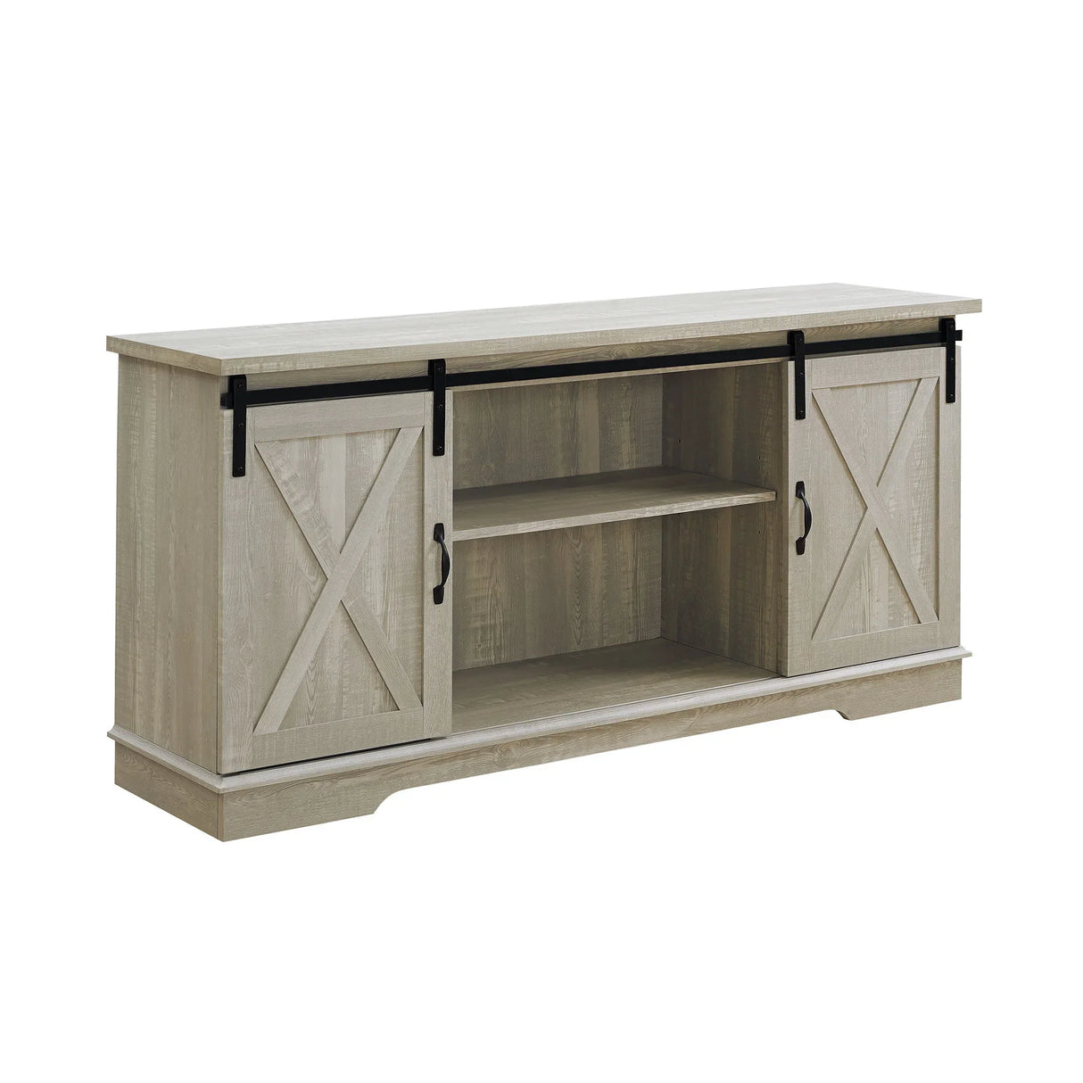 Farmhouse Sliding X Barn Door TV Stand - Furniture Home Direct