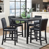5 Pieces Counter Height Table Set, Kitchen Table With Square Table And 4 Upholstered Chairs - Furniture Home Direct